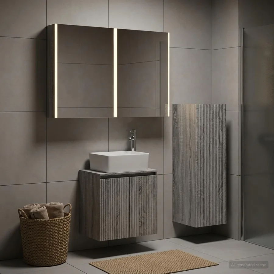 Ensemble de mobilier de salle de bain 4 pcs Sonoma gris - 4