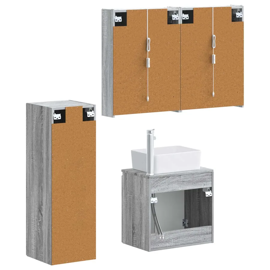 Ensemble de mobilier de salle de bain 4 pcs Sonoma gris - 5