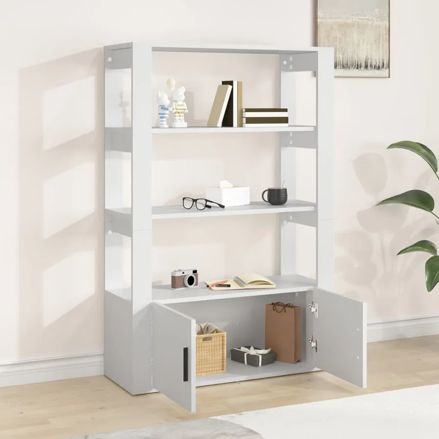 Buffet Blanc 80x30x119,5 cm Bois d'ingénierie - 3