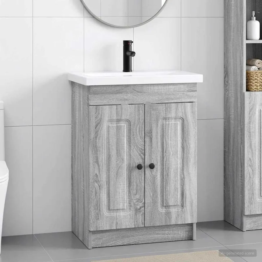 Ensemble de mobilier de salle de bain Sonoma gris