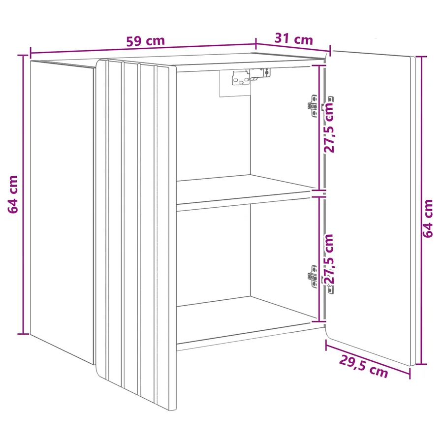 Armoire Murale 59 x 31 x 64 cm Bois d'ingénierie - 9