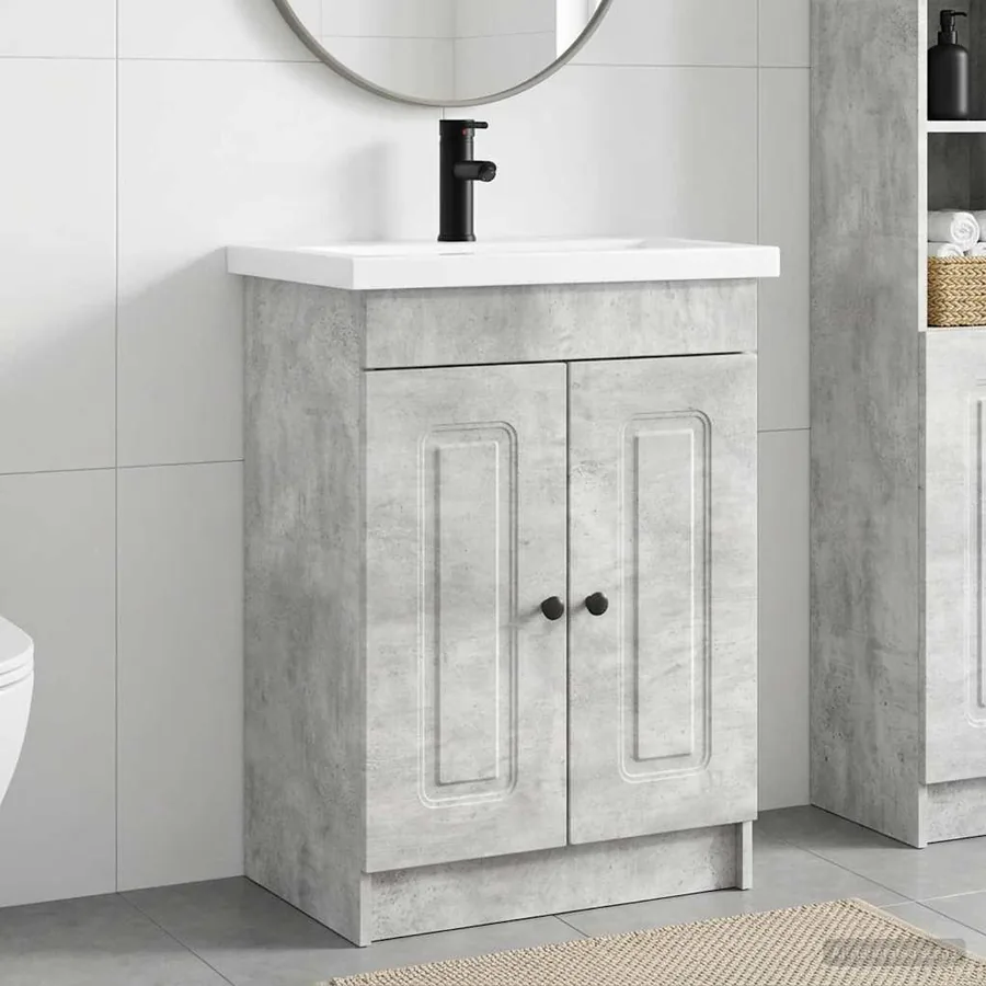 Ensemble de mobilier de salle de bain Gris béton