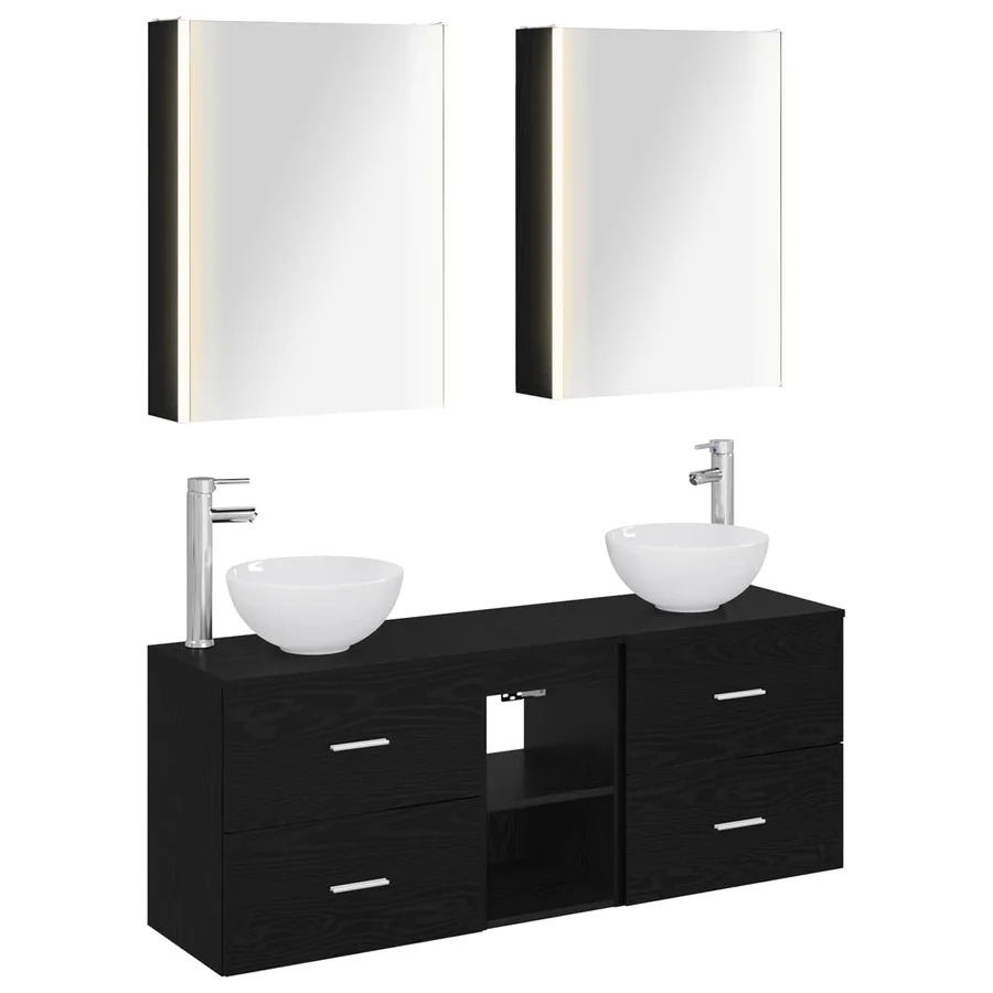 Ensemble d'armoire de salle de bain 5 pcs Chêne noir - 2