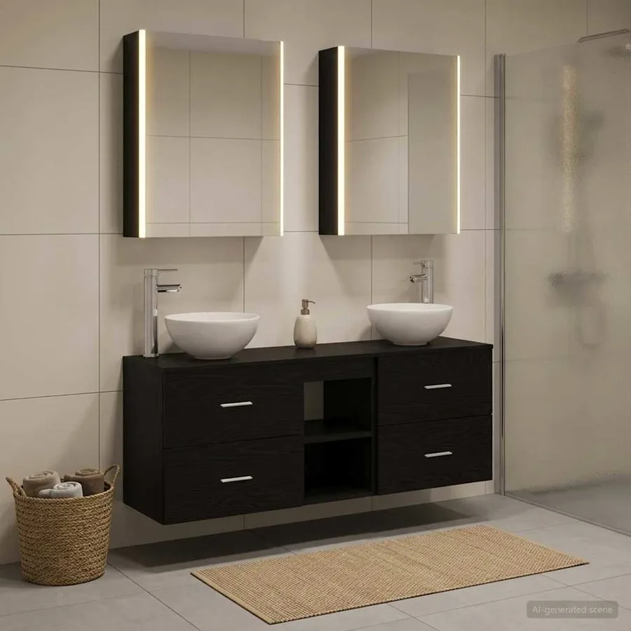 Ensemble d'armoire de salle de bain 5 pcs Chêne noir - 4