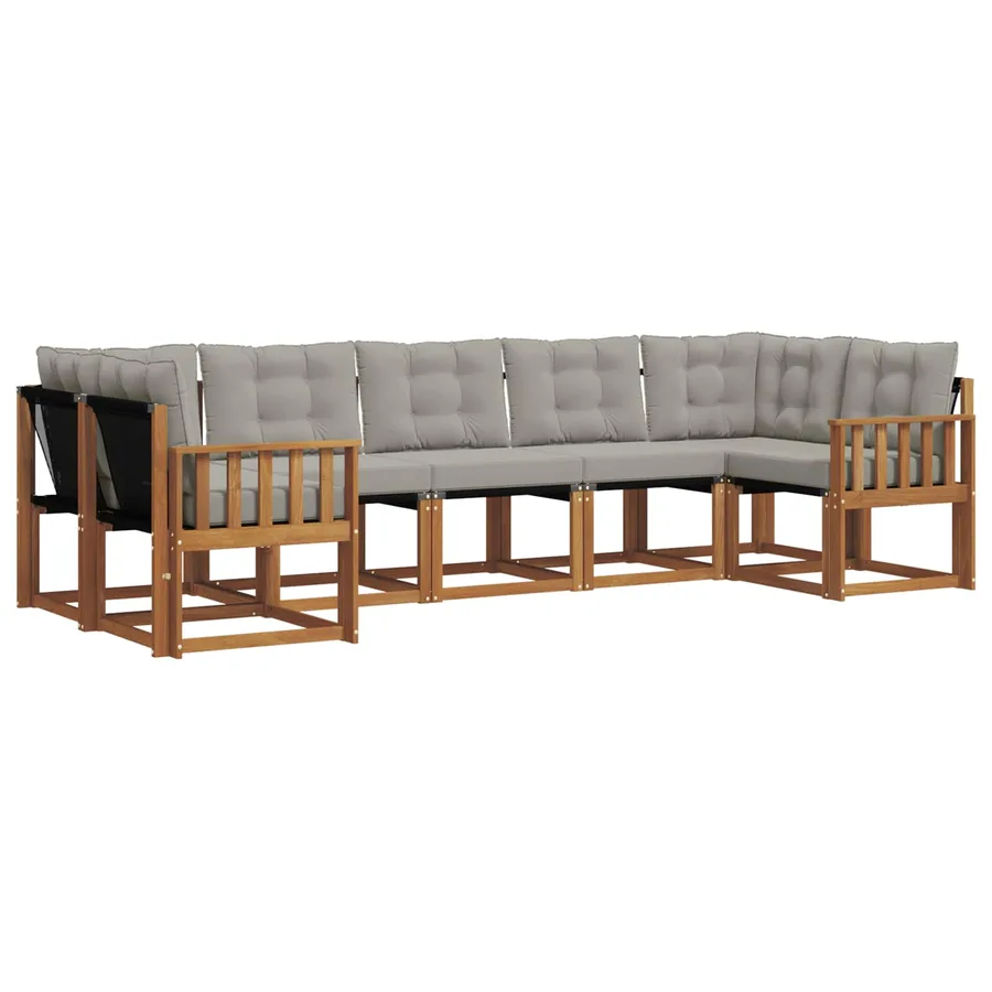 Ensemble de canapés d'extérieur 7 pcs Gris Naturel et Clair - 2