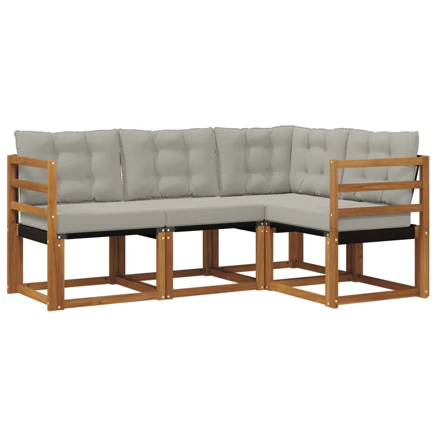 Ensemble de canapés d'extérieur 4 pcs Gris Naturel et Clair - 2