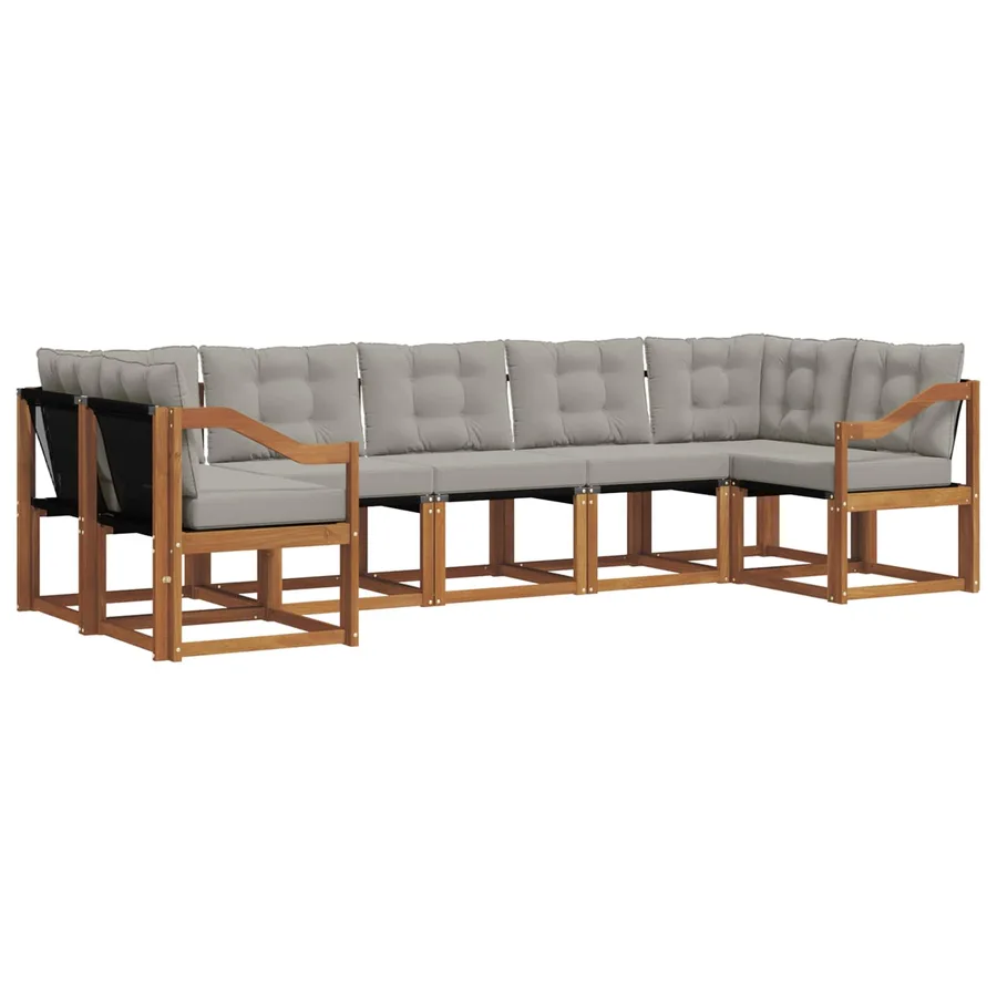 Ensemble de canapés d'extérieur 7 pcs Gris Naturel et Clair - 2