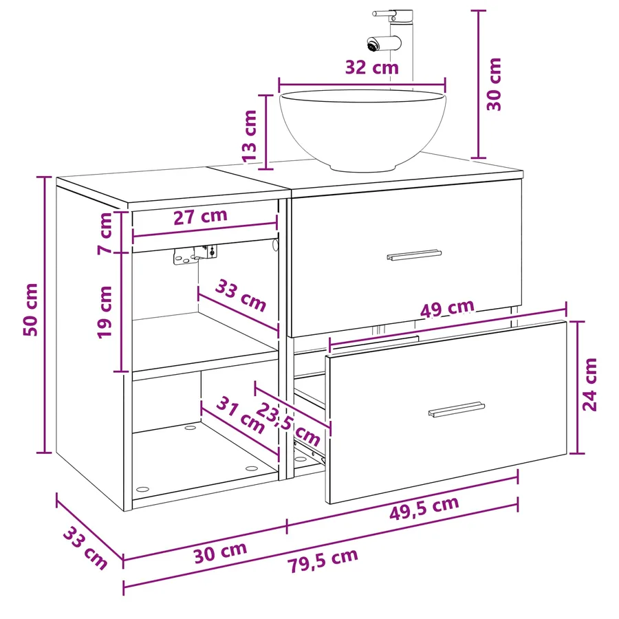 Ensemble de mobilier de salle de bain 2 pcs Sonoma gris - 11