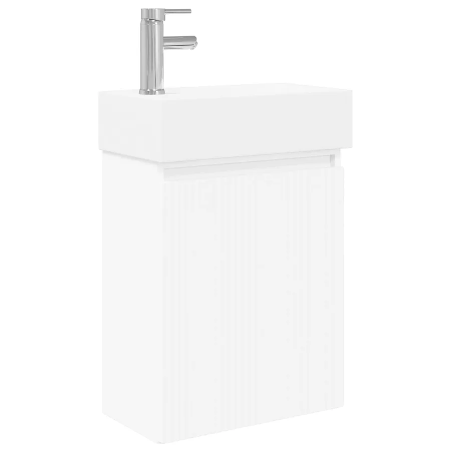 Meuble de salle de bain avec robinet Blanc 45,5 x 22,5 x 84 cm - 2