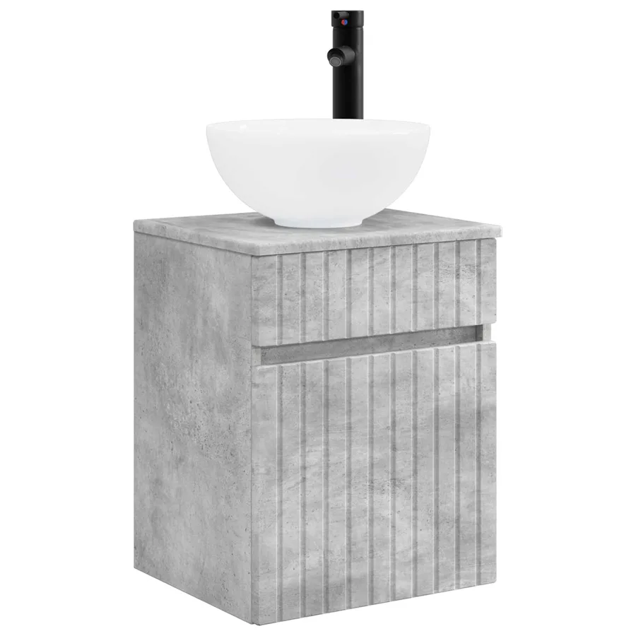 Meuble de lavabo mural Gris béton 39 x 35 x 63 cm - 2