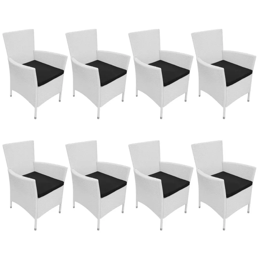Salon de jardin 9 pcs Résine tressée Blanc-crème - 5