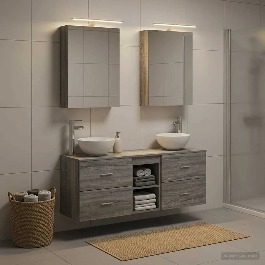 Ensemble d'armoire de salle de bain 5 pcs Sonoma gris