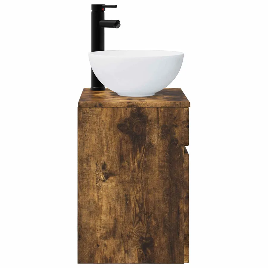 Meuble de lavabo mural Chêne fumé 39 x 35 x 63 cm - 3