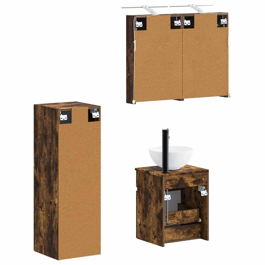 Ensemble de mobilier de salle de bain 4 pcs Chêne fumé - 5
