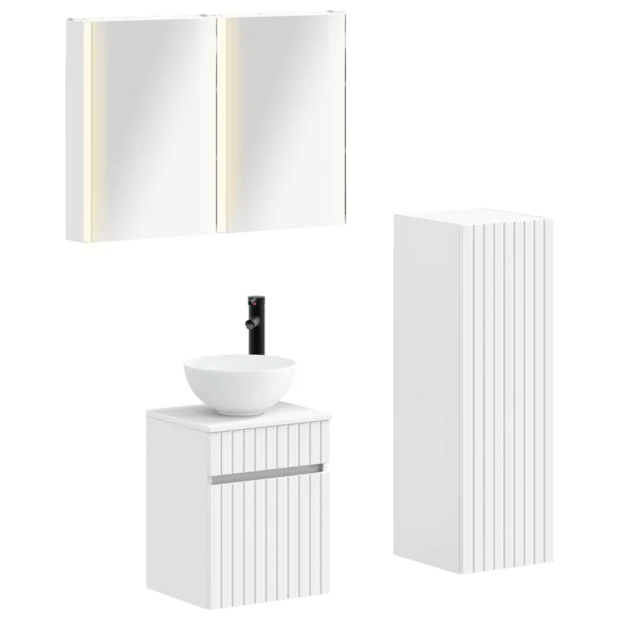 Ensemble de mobilier de salle de bain 4 pcs Blanc - 2