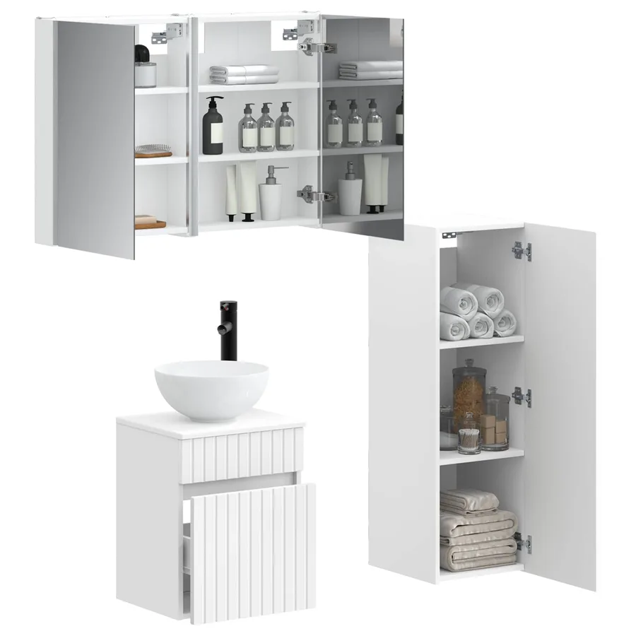 Ensemble de mobilier de salle de bain 4 pcs Blanc - 3