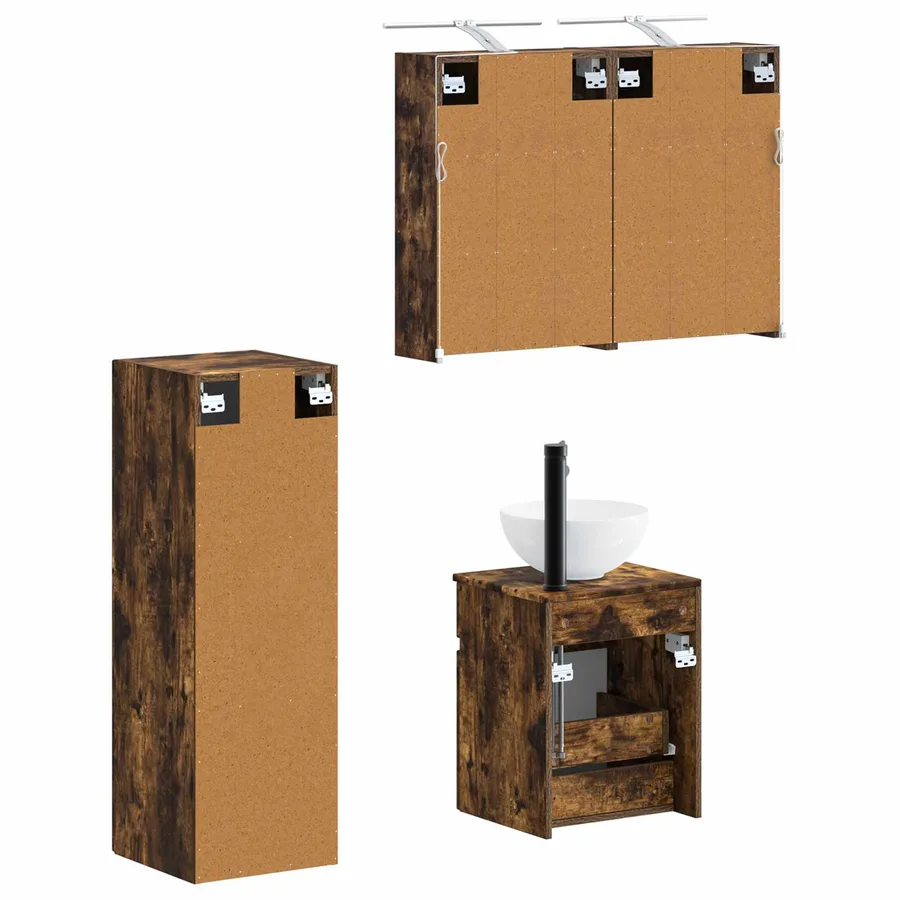 Ensemble de mobilier de salle de bain 4 pcs Chêne fumé - 5