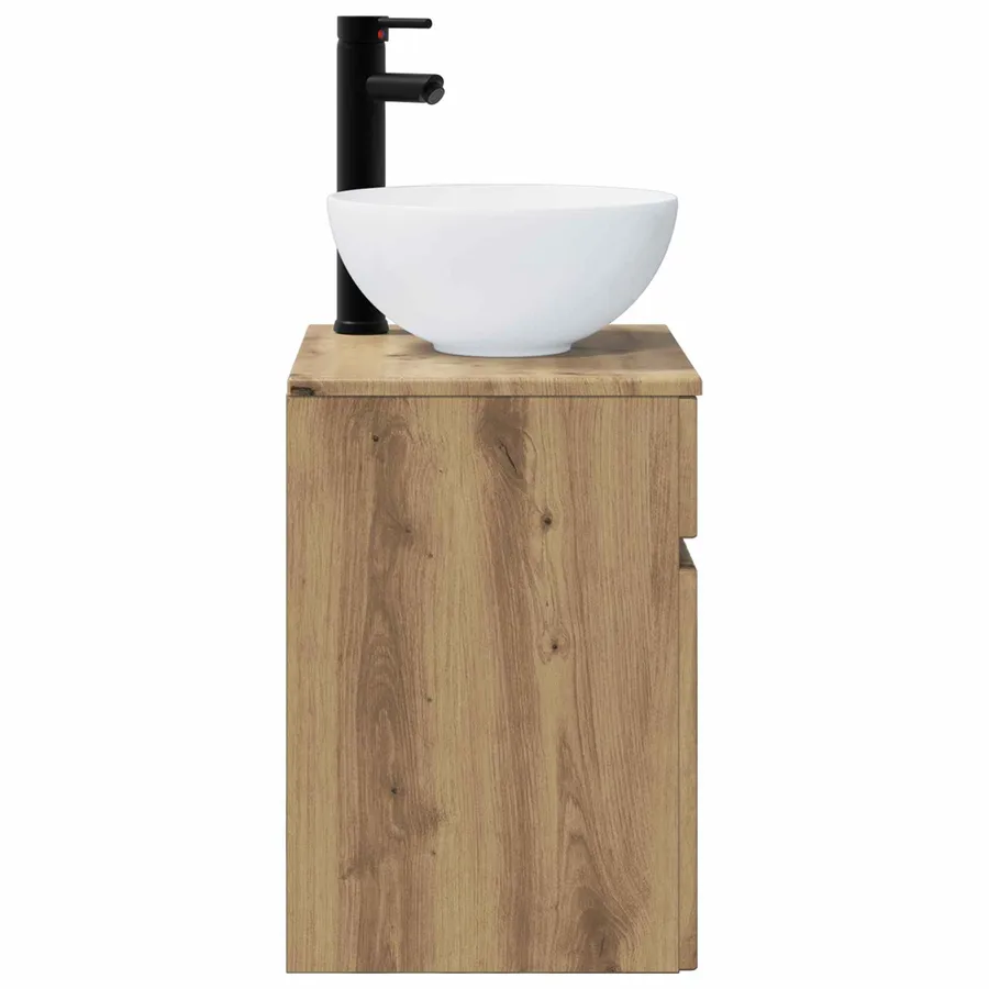 Meuble de lavabo mural Chêne artisanal 39 x 35 x 63 cm - 3