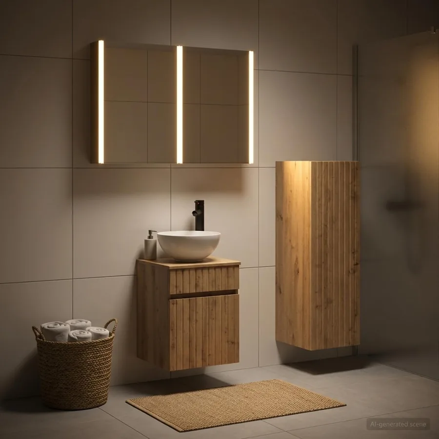 Ensemble de mobilier de salle de bain 4 pc Chêne artisanal