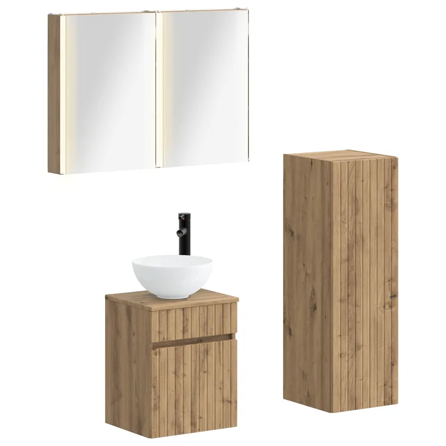 Ensemble de mobilier de salle de bain 4 pc Chêne artisanal - 2