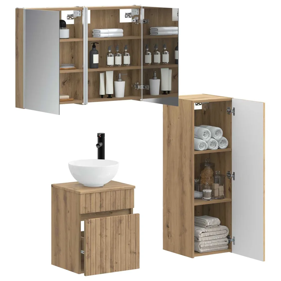 Ensemble de mobilier de salle de bain 4 pc Chêne artisanal - 3