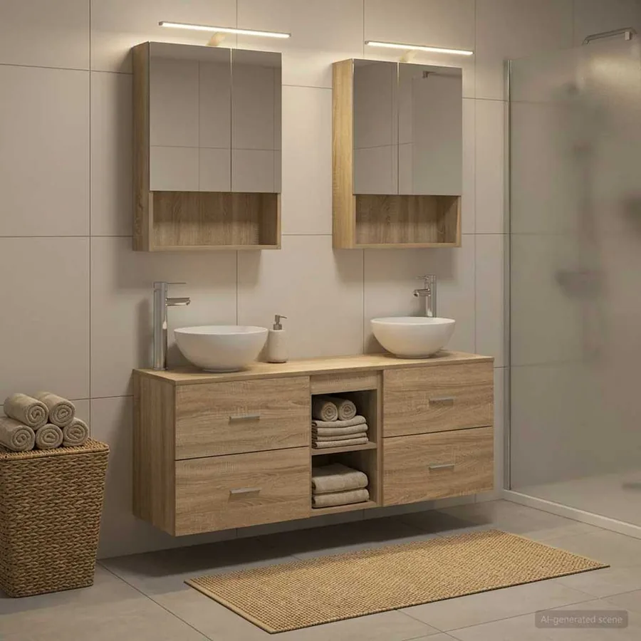 Ensemble d'armoire de salle de bain 5 pcs Chêne Sonoma