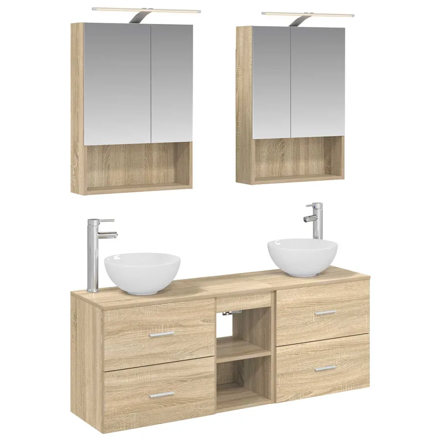 Ensemble d'armoire de salle de bain 5 pcs Chêne Sonoma - 2