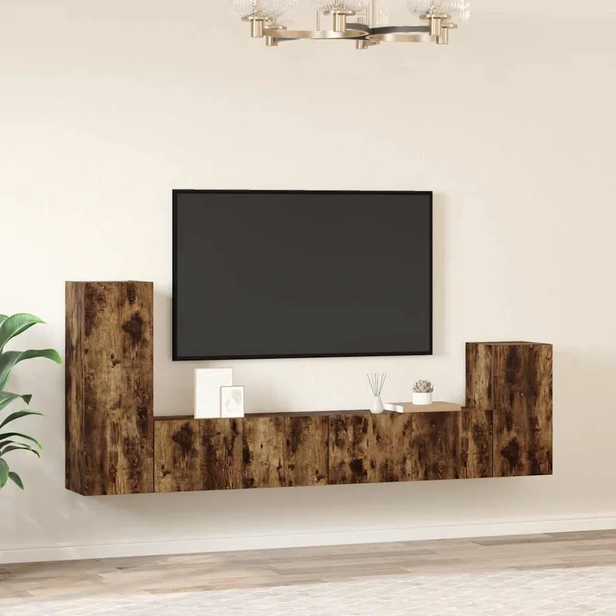 Ensemble de meubles TV 4 pcs Chêne fumé Bois d'ingénierie - 3