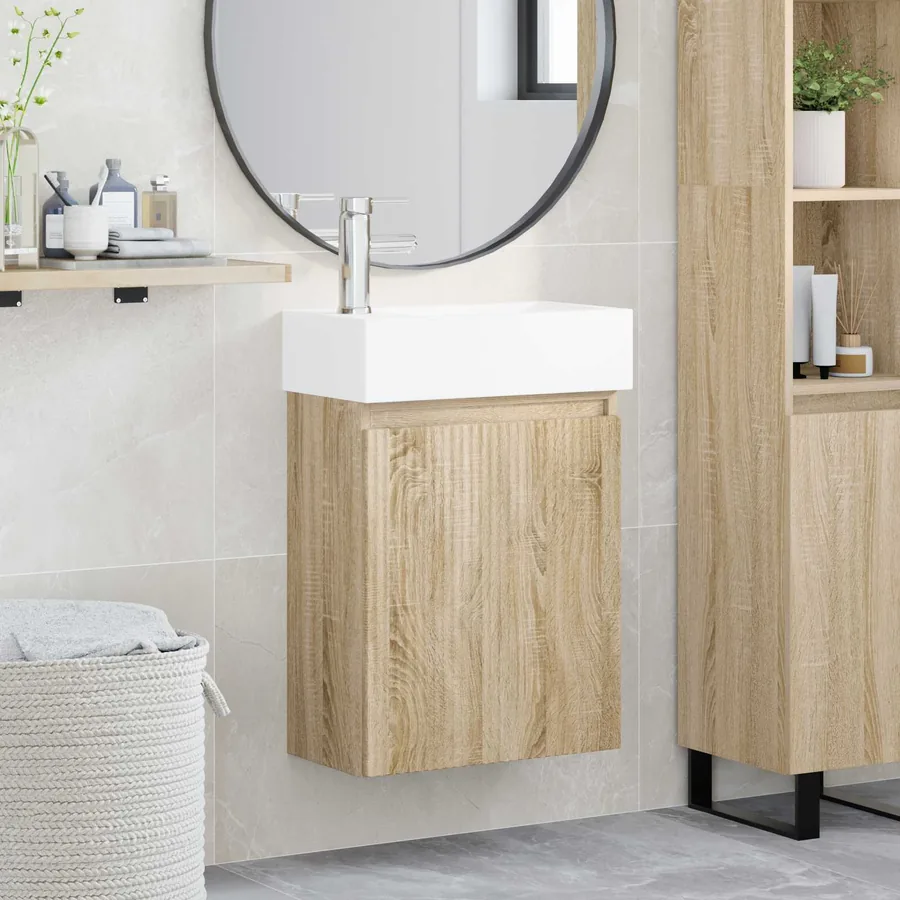 Meuble de salle de bain avec robinet Chêne Sonoma
