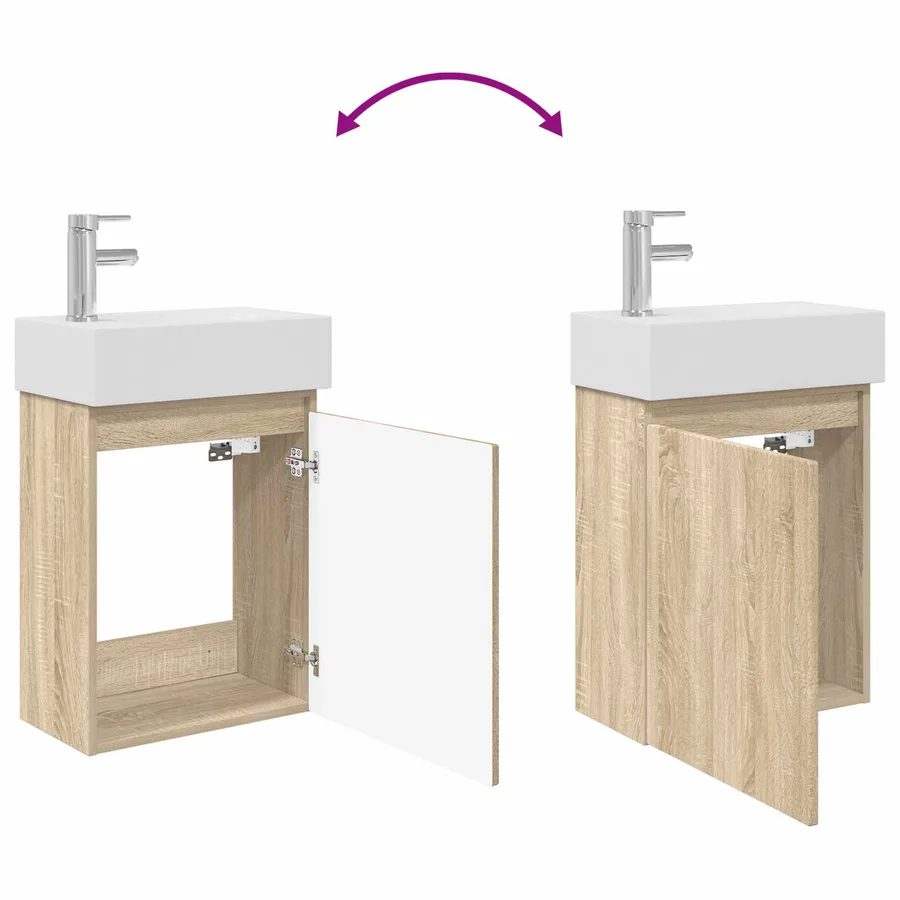 Meuble de salle de bain avec robinet Chêne Sonoma - 9