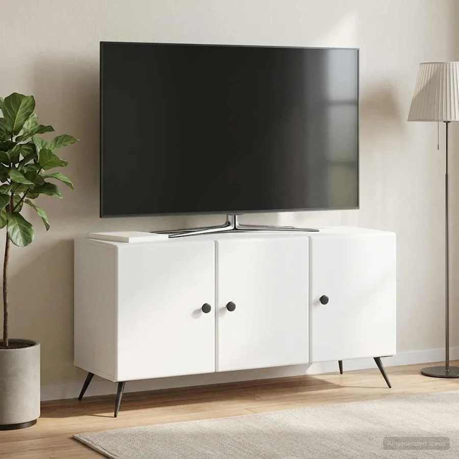 Meuble TV Blanc 99 x 34,5 x 50 cm Bois d'ingénierie - 4