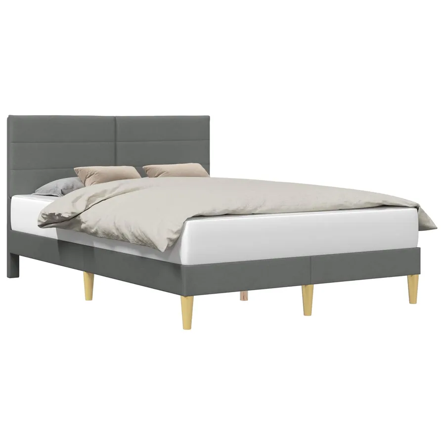 Cadre de lit avec tête de lit Gris foncé 140 x 200 cm Tissu - 2