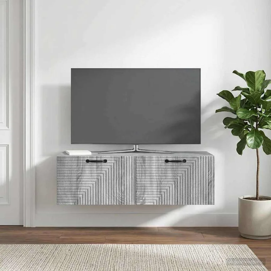 Meuble TV mural Sonoma gris 98 x 41 x 30 cm Bois d'ingénierie - 4