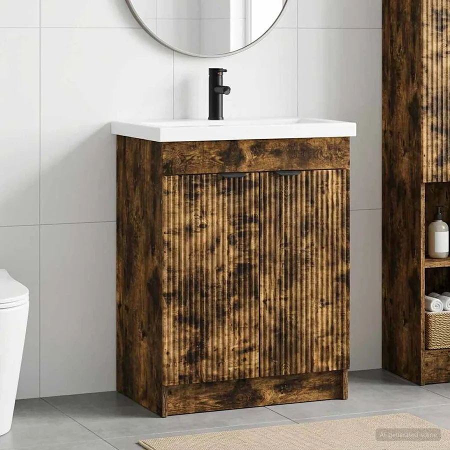 Ensemble de mobilier de salle de bain Chêne fumé