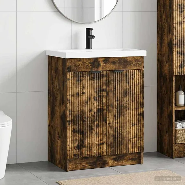 Ensemble de mobilier de salle de bain Chêne fumé