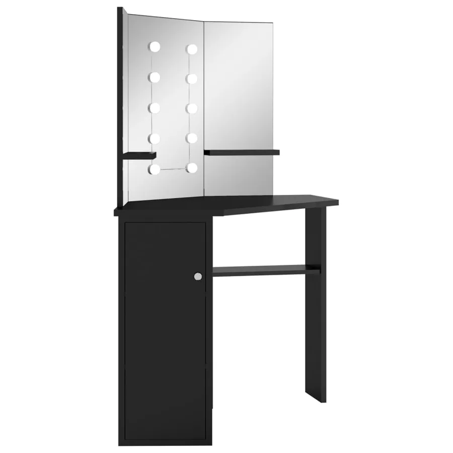 Coiffeuse d'angle avec LED Noir 111x54x141,5 cm - 3