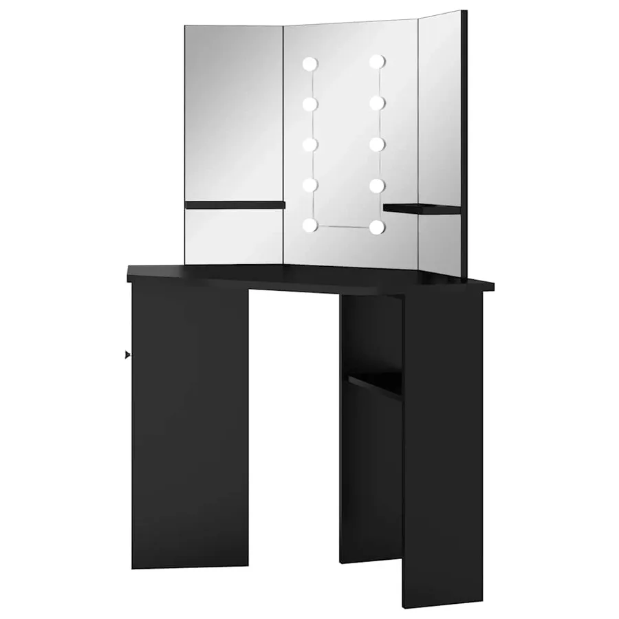 Coiffeuse d'angle avec LED Noir 111x54x141,5 cm - 4