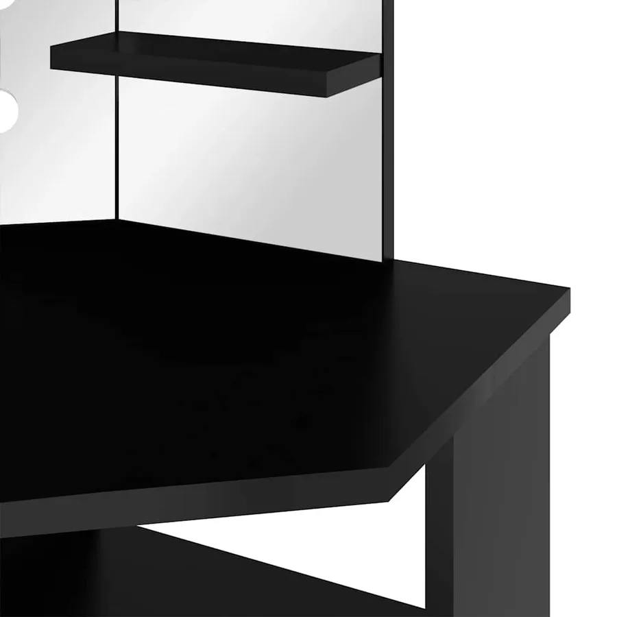 Coiffeuse d'angle avec LED Noir 111x54x141,5 cm - 9