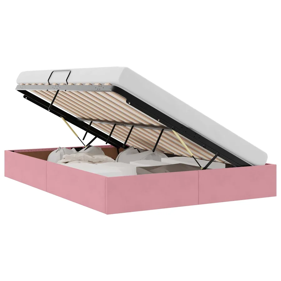 Cadre de lit ottoman avec stockage Rose 140 x 200 cm Velours - 2