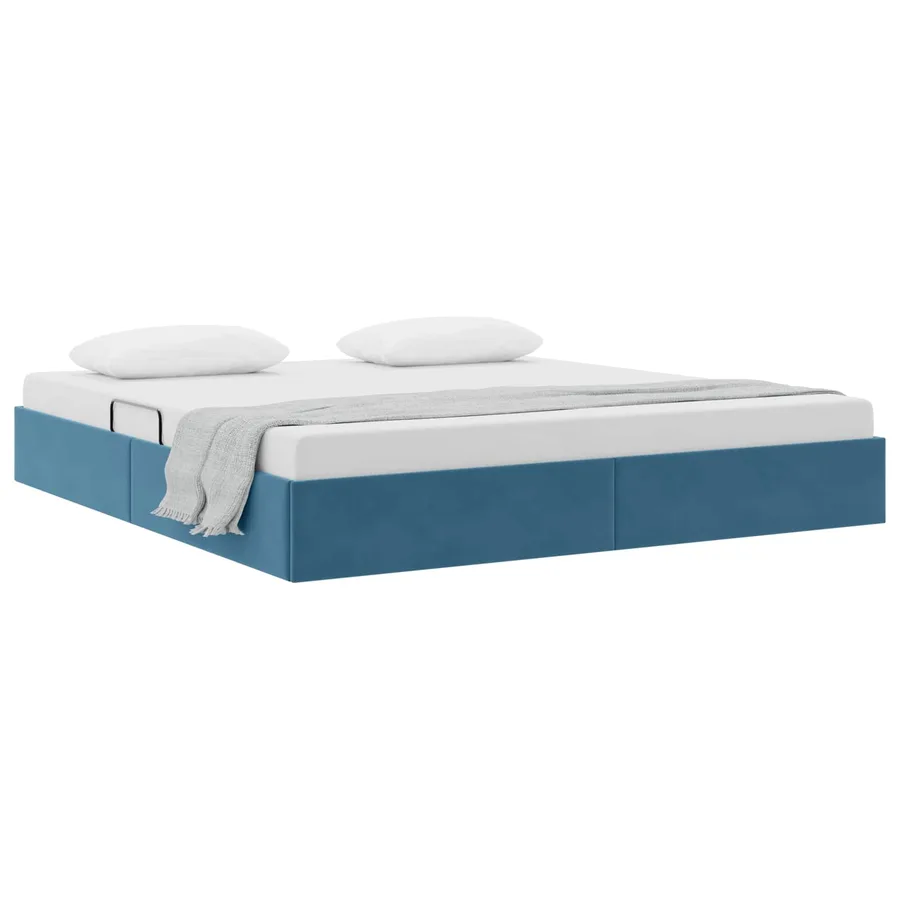 Cadre de lit ottoman Bleu foncé 180 x 200 cm Velours - 3