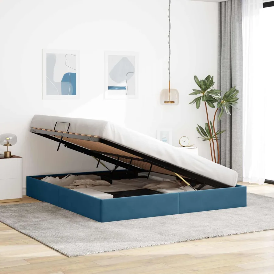 Cadre de lit ottoman Bleu foncé 180 x 200 cm Velours - 4