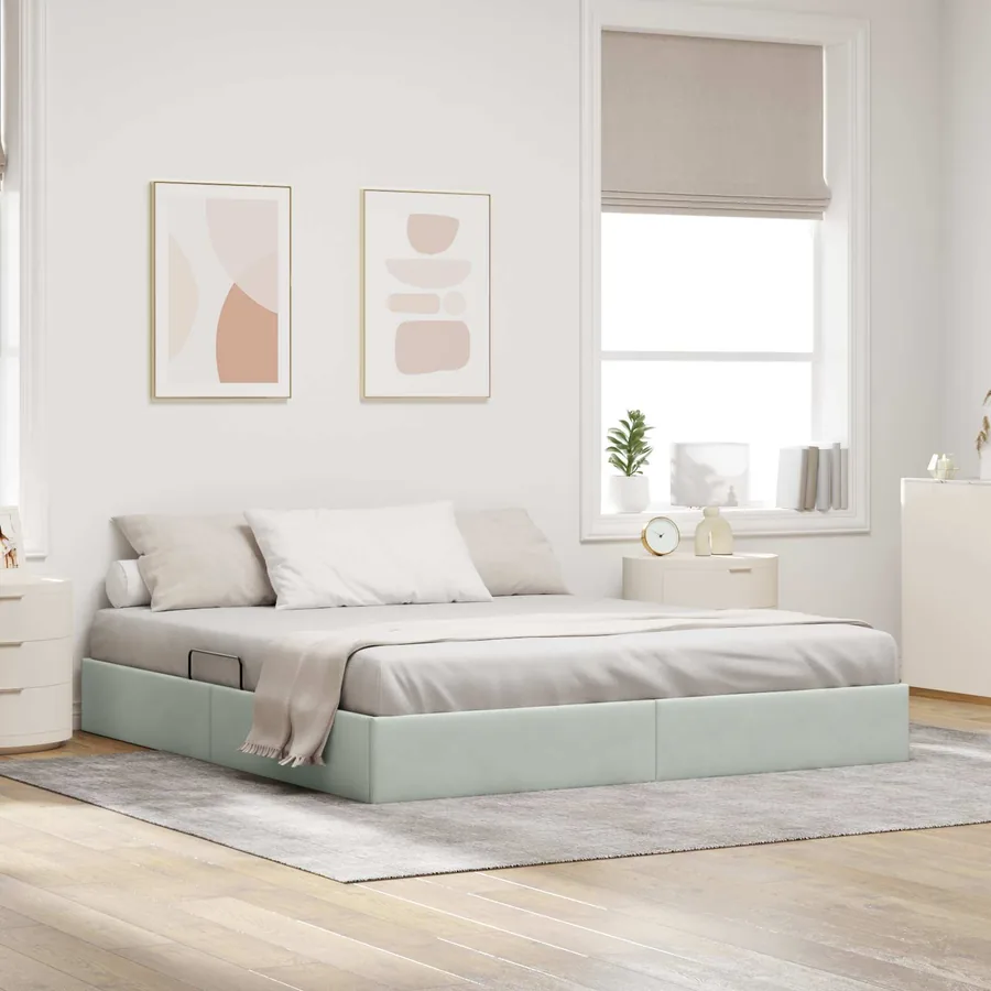 Cadre de lit ottoman Gris clair 180 x 200 cm Velours