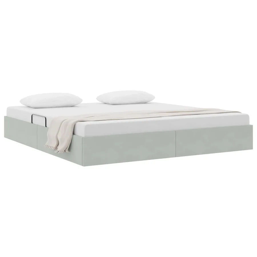 Cadre de lit ottoman Gris clair 180 x 200 cm Velours - 3
