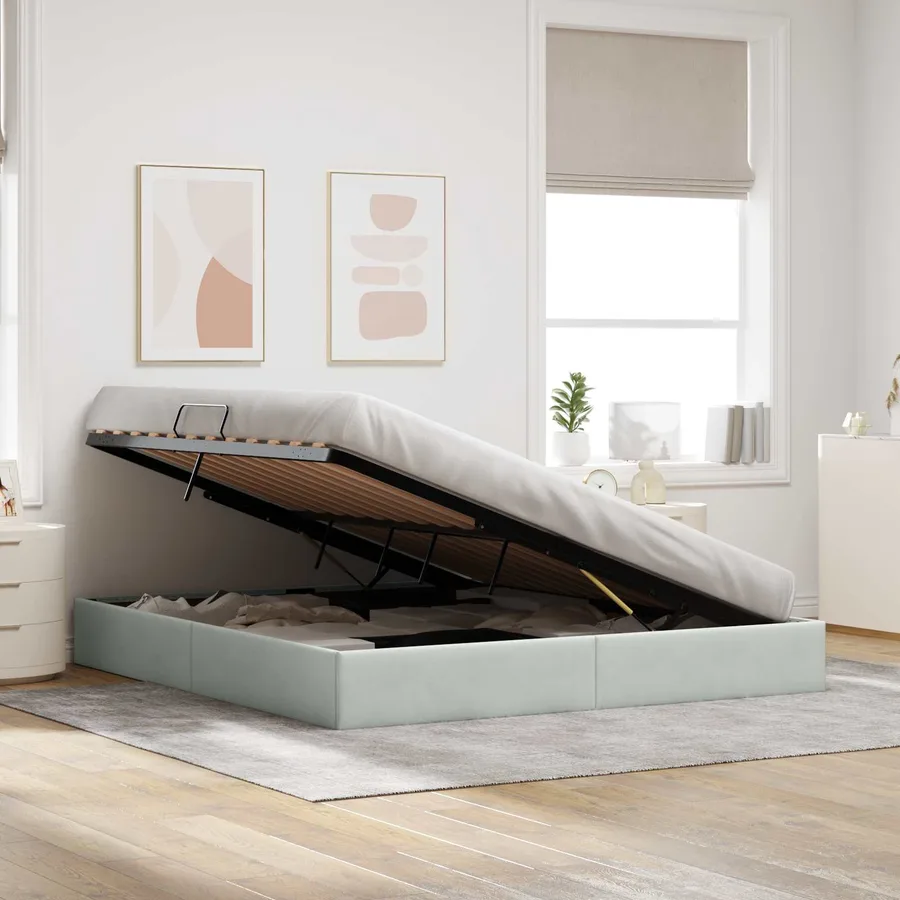 Cadre de lit ottoman Gris clair 180 x 200 cm Velours - 4