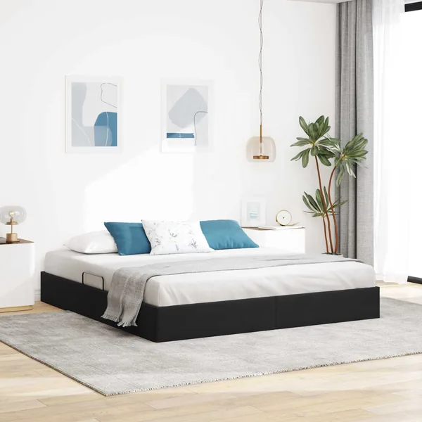 Cadre de lit ottoman avec stockage Noir 180 x 200 cm Velours