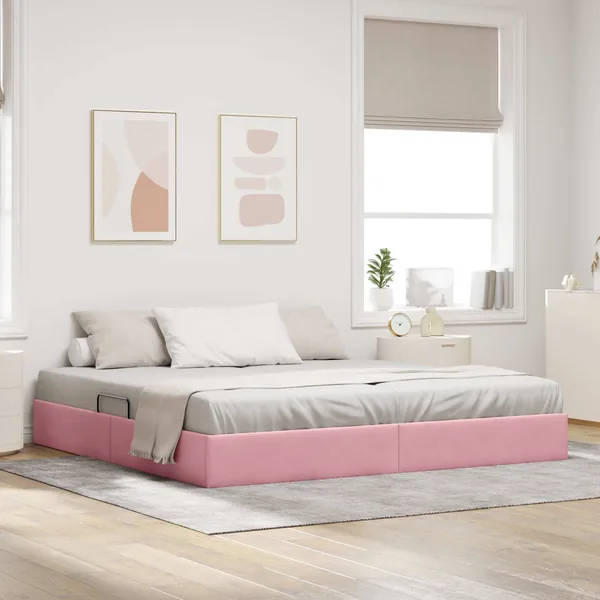 Cadre de lit ottoman avec stockage Rose 200 x 200 cm Velours