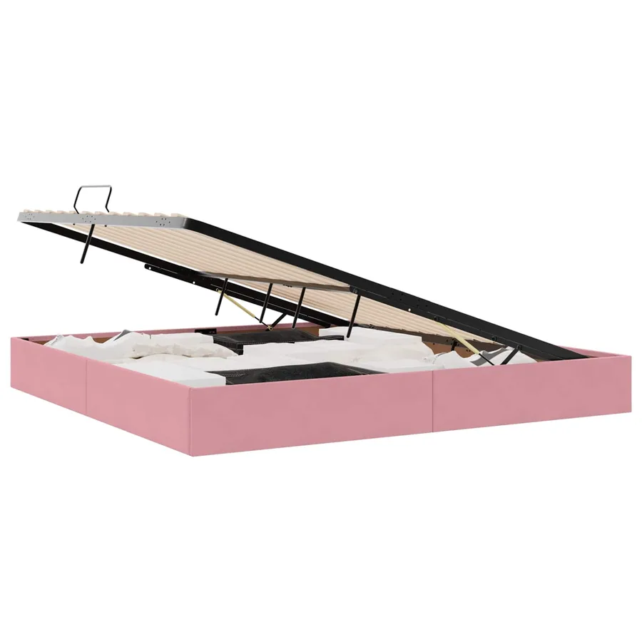 Cadre de lit ottoman avec stockage Rose 200 x 200 cm Velours - 2