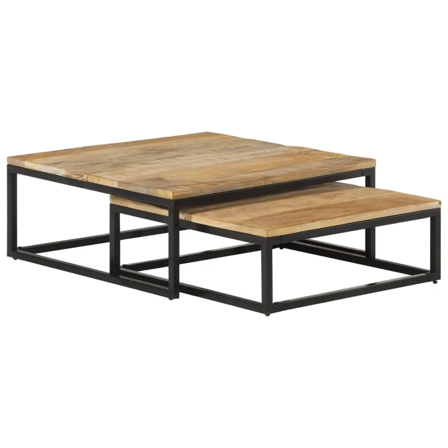 Tables gigognes 2 pcs Bois solide de manguier - 10