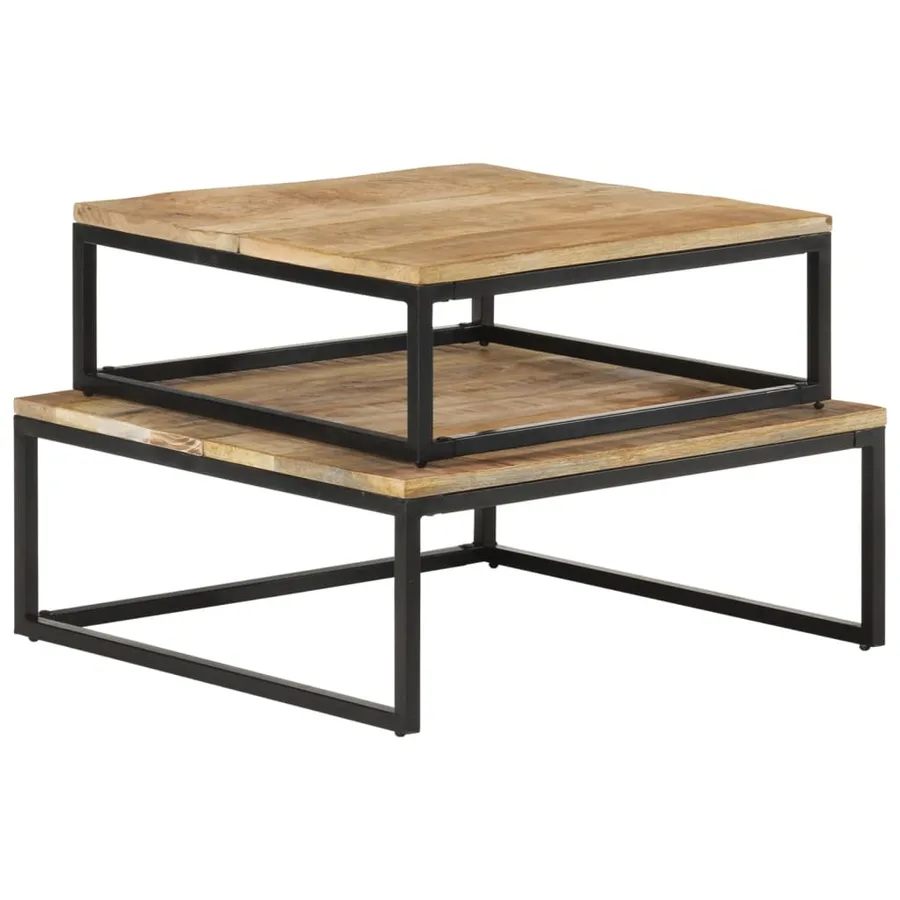 Tables gigognes 2 pcs Bois solide de manguier - 2