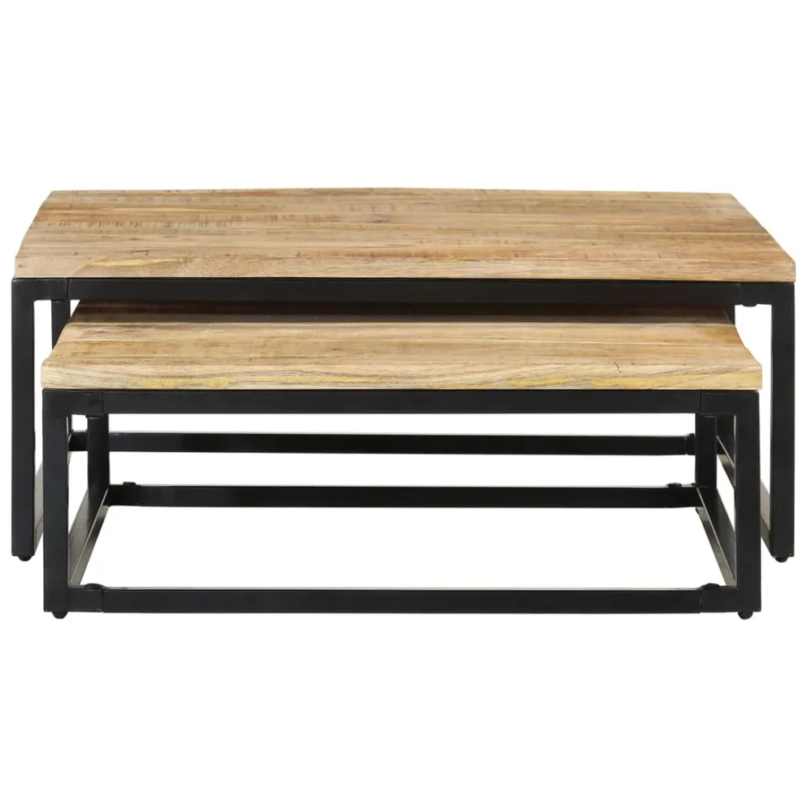 Tables gigognes 2 pcs Bois solide de manguier - 3